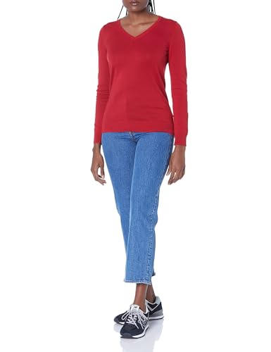 Amazon Essentials Women's Plus-size Plus Size Lightweight V-Neck Sweater Sweater -Red 4X