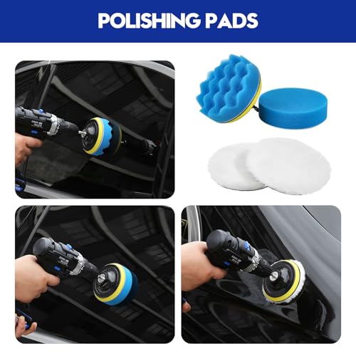 Qydipclin 34Pcs Car Detailing Kit Car Detailing Brush Set Car Wash Cleaning Kit Car Detailing Brushes Professional Car Care Kit for Interior Exterior Wheels Blue
