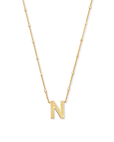 Kendra Scott Letter N Pendant Necklace for Women Fashion Jewelry 14k Gold-Plated Brass Gold Metal Letter N