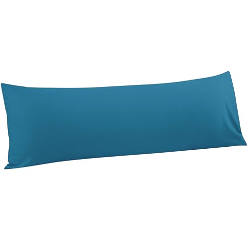 FLXXIE Body Pillow Cover - Super Soft Microfiber 20x54 Body Pillow Case - Envelope Closure Wrinkle Stain Resistant Teal Body Pillow Cover 20x54 Teal