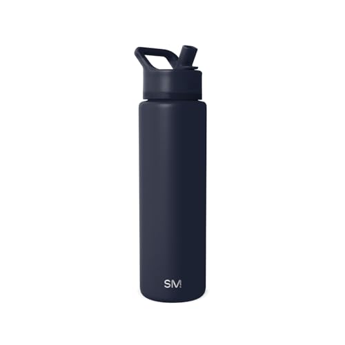 Simple Modern Water Bottle with Straw Lid | Vacuum Insulated Stainless Steel Metal Thermos | Reusable Leak Proof BPA-Free Flask for Sports Gym | Summit Collection | 30oz Deep Ocean