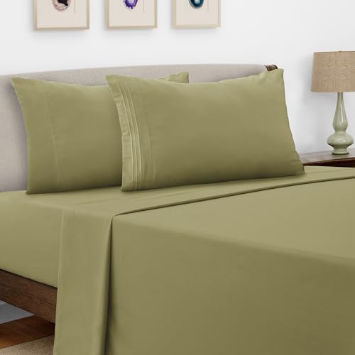 Twin Olive Green 3PC Deep Pocket Bed Sheet Set