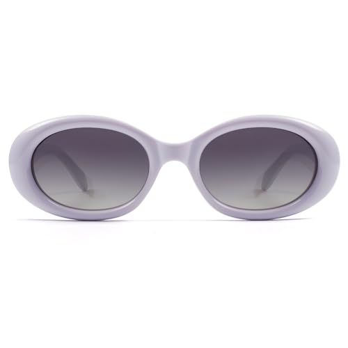 SOJOS Small Retro Oval Polarized Sunglasses for Women Men 90s Vintage Small Face UV400 Protection Tiny Sun Glasses SJ2286 Purple