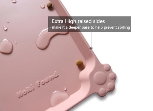 Hoki Found Silicone Pet Food Mats Tray - High-Lips Pet Dog Cat Bowl Mats - Dog Pet Cat Feeding Mat - Waterproof Dog Cat Food Mats -Pet Water Mats for Floors - Neutral Pink