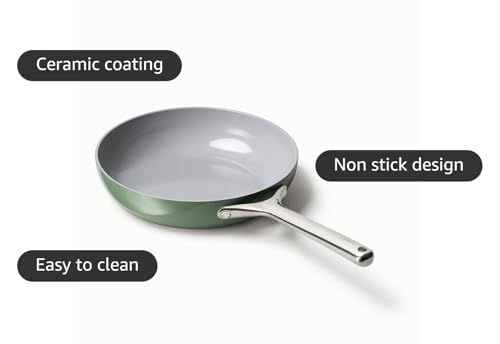 Caraway Nonstick Ceramic Frying Pan (2.7 qt 10.5\") - Non Toxic PTFE & PFOA Free - Oven Safe & Compatible with All Stovetops (Gas Electric & Induction) - Sage