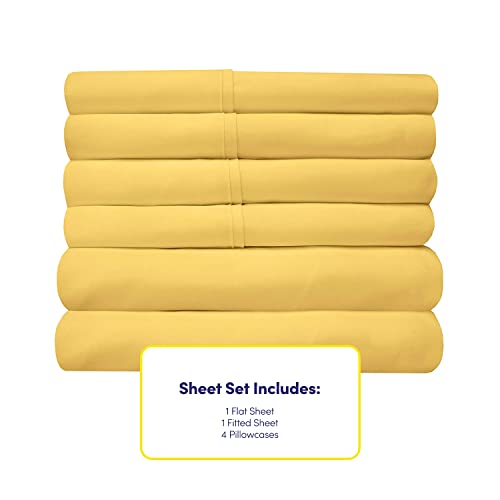 Full Size Bed Sheets - 6 Piece 1500 Supreme Deluxe Collection Deep Pocket Ultra Soft Full Sheet Set Bedding - 2 Extra Pillow Cases Great Value Full Yellow