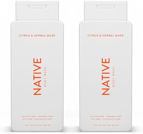 Native Body Wash Natural Body Wash for Women Men | Sulfate Free Paraben Free Dye Free with Naturally Derived Clean Ingredients Leaving Skin Soft and Hydrating Citrus & Herbal Musk - 2 Pk