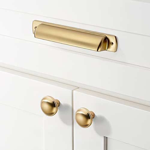 khtumeware 20 Pack 3 3/4\"(96mm) Champagne Bronze Drawer Pulls Cabinet Bin Cup Pulls Kitchen Hardware Satin Brass Cabinet Handles Drawer Handles Knobs