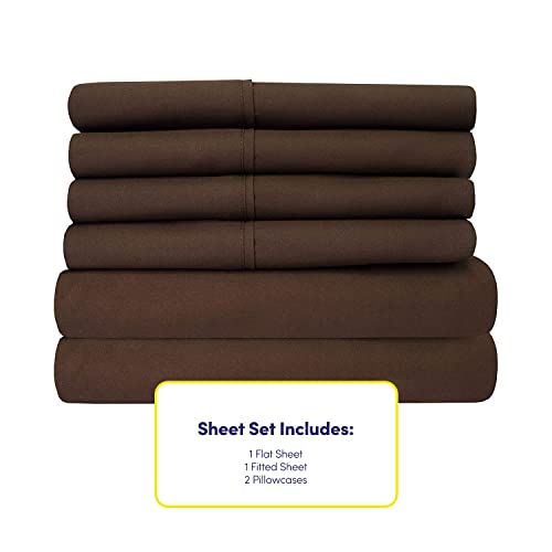 6PC Microfiber Bed Sheets Set - Twin Brown