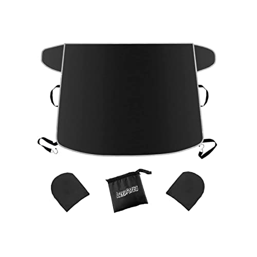 Car Windshield Snow Cover Winter Frost Windshield Snow Ice Removal Cover/Protector Waterproof Windproof Sunshade Snow Cover with Side Mirrors Cover Fits Most Cars Trucks Vans SUVs and More