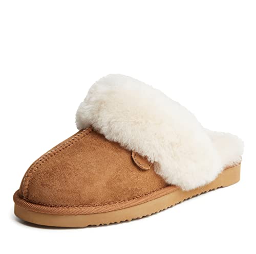 Dearfoams Sydney Genuine Shearling Scuff Chestnut 8 W