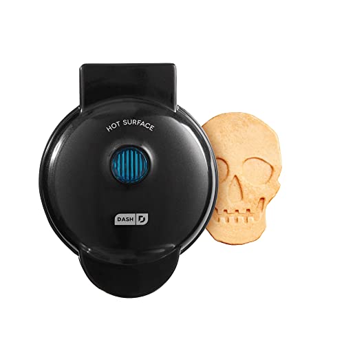 Dash DMW Machine for Individual Paninis Hash Browns other Mini waffle maker 4 inch Black skull