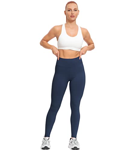Natural Feelings High Waisted Leggings for Women Ultra Soft Stretch Opaque Slim Yoga Leggings Navy-3''waistband