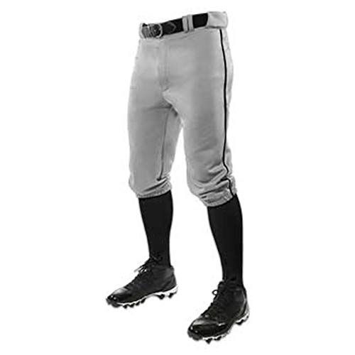 CHAMPRO Boys Triple Crown Baseball Knickers with Braid Youth Large Grey with Black Pipe