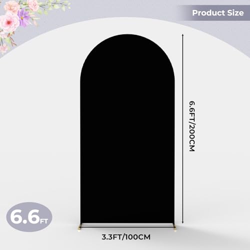 Babenest 6.6Ft Black Wedding Arch Cover Spandex Fitted Arch Backdrop Cover for Photography Round Top Chiara Stand Cover for Party Ceremony Birthday Baby Shower Anniversary Decoration