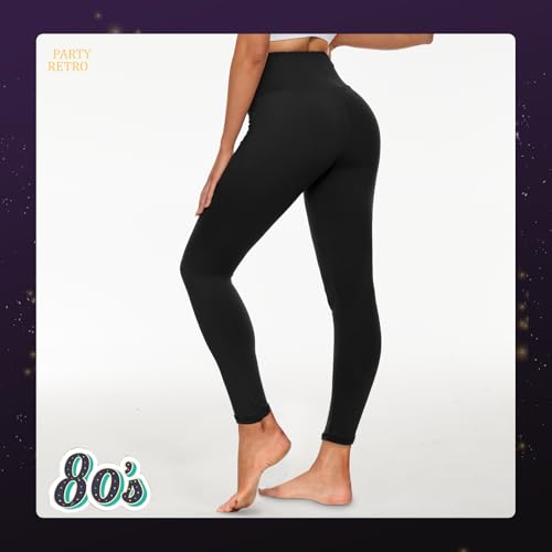 Women's 80s Leggings- Neon Retro Artistic Splash Printed Soft Stretchy 90s Pants for Party Workout Disco