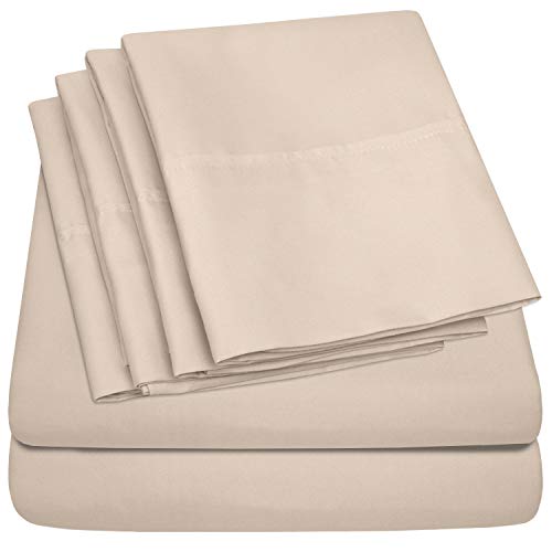 6pc Queen Beige Bed Sheet Set