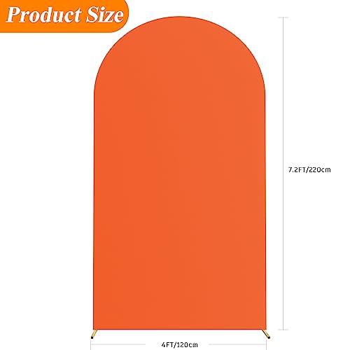 Wokceer 7.2FT Wedding Arch Cover Spandex Fitted Wedding Arch Stand Covers Round Top Chiara Arch Backdrop Cover for Christmas Thanksgiving Birthday Party Ceremony Banquet Decoration OrangeRed