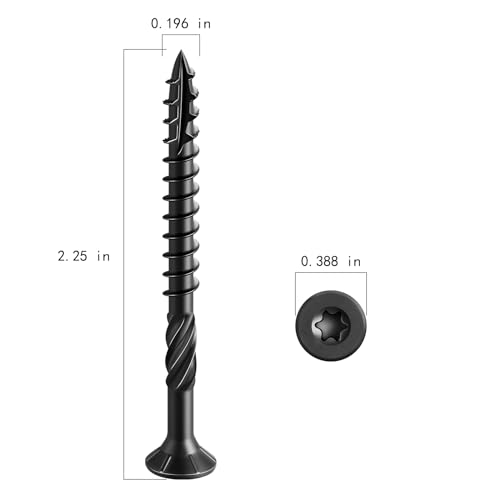 Wensilon #10 * 2-1/4\" Black Deck Screws (180pcs)2 lbs.Exterior Wood Screws Rust Resistant epoxy Coated Bronze T25 Star Bit