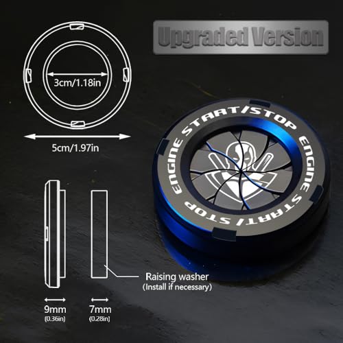 Tybasthe Rotary Push Start Button Cover Deadpool Car Accessories Engine Start Stop Button Cover Car Stickers Interior Decor Motorcycle Ignition Key Switch Cover Black