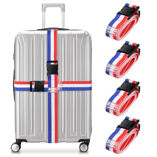 Travel Inspira Luggage Straps for Suitcases Adjustable Suitcase Strap TSA Approved Luggage Straps - Secure Your Luggage Safely During Travel (4 Pack)