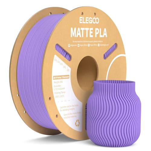 ELEGOO Matte PLA Filament Lavender Purple 1KG 1.75mm 3D Printer Filament Dimensional Accuracy +/- 0.02mm 1kg Carboard Spool (2.2lbs) for Most FDM 3D Printers