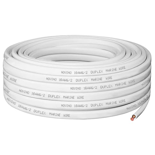 16 Gauge Marine Wire 50ft 16 AWG Duplex Marine Grade Wire Tinned Copper Boat Cable Marine Battery Cable Wire for Boat/Marine/Automotive etc Outdoors Wiring