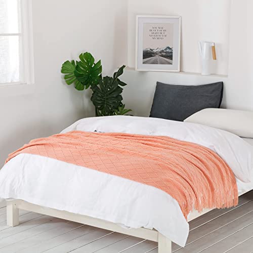 BOURINA Soft Coral Throw Blanket 50x60" for Cozy Sofa Decor