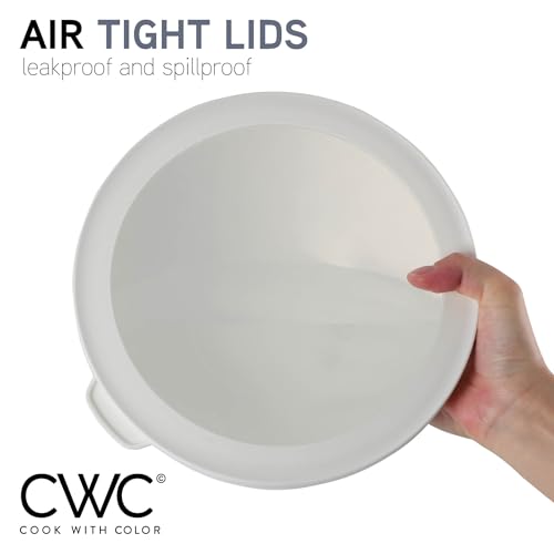 COOK WITH COLOR Mixing Bowls with Lids - 12 Piece Plastic Nesting Bowls Set includes 6 Prep Bowls and 6 Lids Non Slip Bottom and Diamond Design - Microwave Safe (Mint)