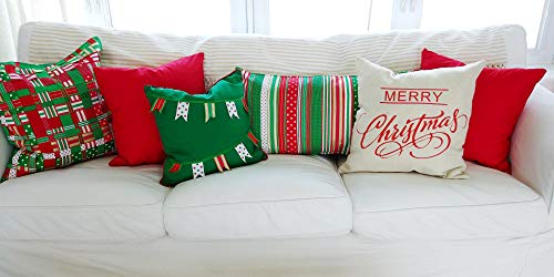Thmyo 4-Pack Cotton Throw Pillows for Couch, 18x18 inch Red