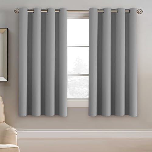 Blackout Grey Curtains 63" Thermal Insulated