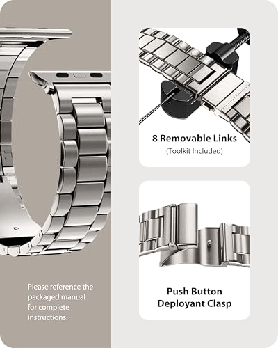 Fullmosa Apple Watch 40mm/41mm/38mm Stainless Steel Strap Compatible with iWatch Band for Apple Watch Series 9/8/7/6/5/4/3/2/1 Apple Watch Se 2 Se for Women and Men Starlight