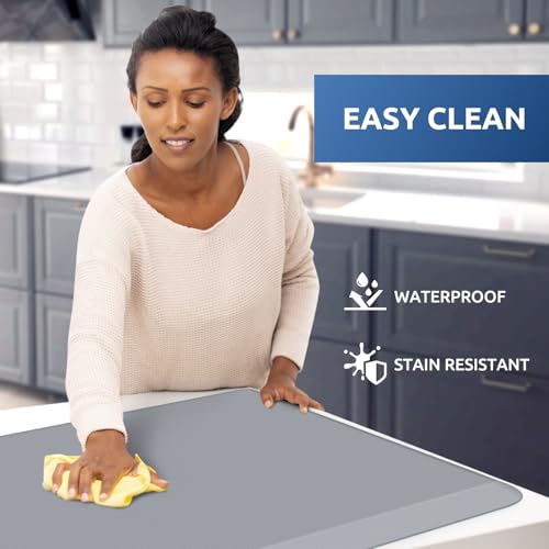 KitchenClouds Kitchen Mat Cushioned Anti Fatigue Rug 30\"x108\" Waterproof Non Slip Standing and Comfort Desk/Floor Mats for House Sink Office (Grey 0.8inch)