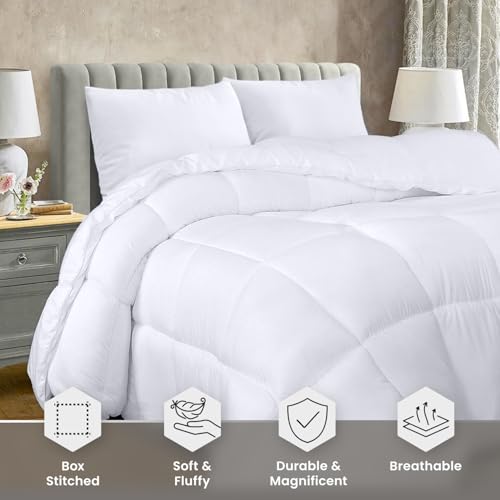 Utopia Bedding King White Down Alternative Comforter & Duvet Insert - Plush, Hypoallergenic