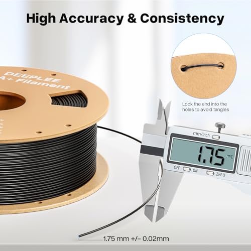 DEEPLEE PLA+ 1.75mm 3D Printer Filament PLA Plus with Dimensional Accuracy +/- 0.02mm Higher Strength and Toughness Neatly Wound No Clogging Fits for Most FDM 3D Printers 1KG Clear