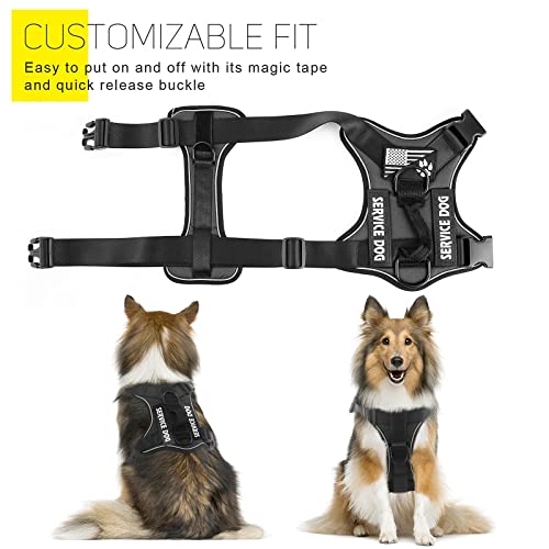 Demigreat Service Dog Harness Reflective Dog Vest Harness with 5 PCS Patches Adjustable Soft Oxford Pet Harness Inner Layer Mesh Easy to Control for Dogs