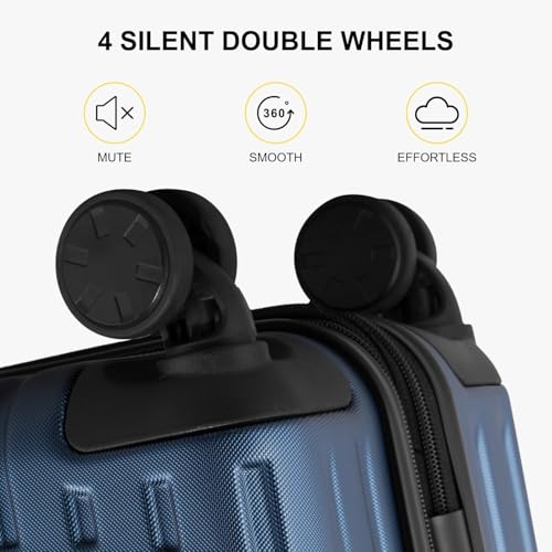 LEVEL8 Bagaglio a Mano 20\" Valigie Trolley Rigido in ABS+PC Valigia Espandibile Valigia 36L Chiusura TSA e 8 Ruote Doppie Girevoli 55.5 cm Blu