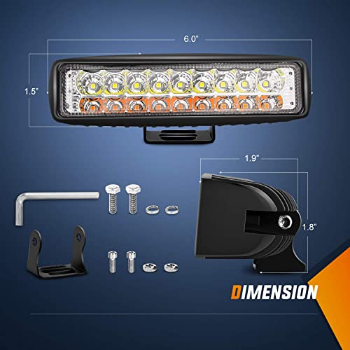 Offroad Truck Led Light Bar 2 Pcs 6 Inch 54W Flood White Amber Roof Grille Bumper Hood Driving Fog Lights For Jeep UTV ATV Boat Pickup