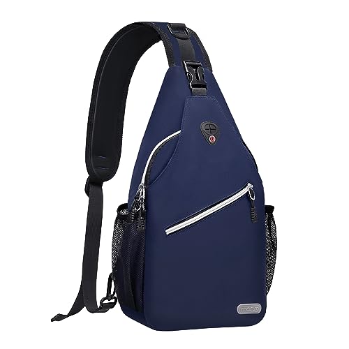 MOSISO Sling Backpack Multipurpose Crossbody Shoulder Bag Travel Hiking Daypack Navy Blue Medium