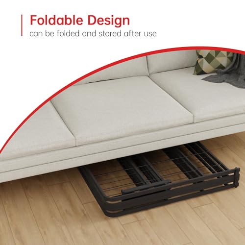 Metal Bed Frame Short Queen Bed Frame with Foldable Metal Platform Support Durable Coated Steel Slat with Tool Free Setup Noise Free Non Shake Anti Skid Foot Pads Solid Foundation for Bedroom Black