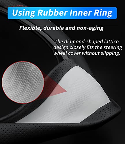 Custom-Fit for Buick Steering Wheel Cover Premium Leather Car Steering Wheel Cover with Logo Non-Slip Breathable for Buick Accessories (A-Style for Buick)