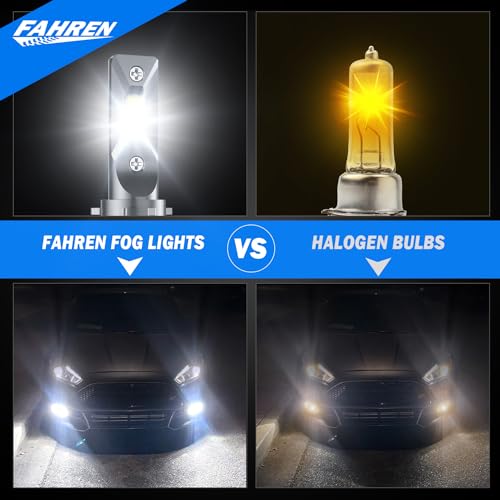 FAHREN 9005/HB3 9006/HB4 High Intensity Fog Driving Light Bulbs 800% Brighter 6500K HB3 HB4 Fog Light Bulbs with Fan Plug and Play IP68 Waterproof Pack of 2