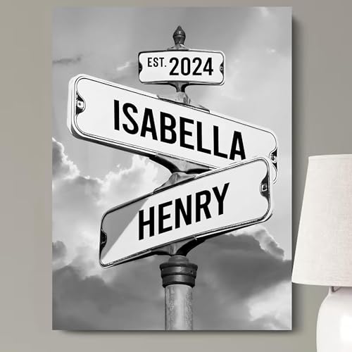 Personalized Vintage Street Sign For Couples Crossroads Street Sign Best Gift For Сouple Custom Name And Date Vintage Street Sign Canvas Poster Print Wedding Street Art Canvas Or Poster #9