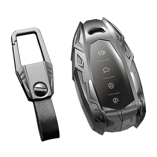 Ocezbiis for Chevrolet Key Fob Cover Keychain Zinc Alloy Protection Car Key Case for Chevy Equinox Malibu Camaro Cruze Blazer Traverse Trax Volt Bolt Keyshell Accessories(for Chevy Style A Grey)