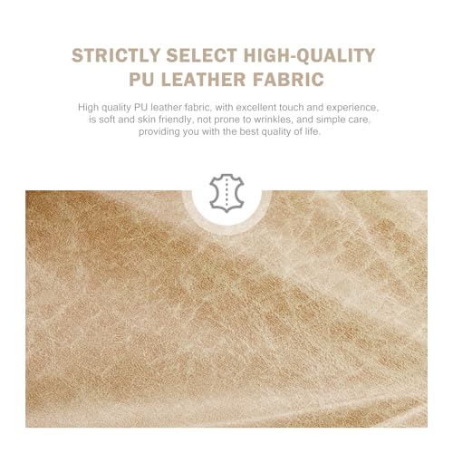 Kiztir Leather Dining Chairs Set of 6 Upholstered Dining Chair with Nailhead Trim and Solid Wood Legs Luxury Wingback Dining Side Chair for Living Room Bedroom Kitchen (Beige)