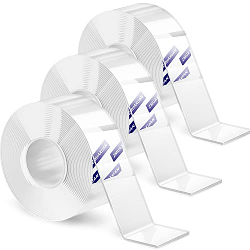 ZMUAXUAN Double Sided Heavy Duty Mounting Tape - Removable Wall Hangers and Photo Strips (9.85 Ft 3 Pack)
