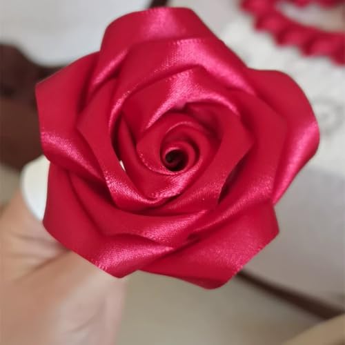 (Self-assembly) Eternal Blue Ribbon Rose Bouquet Artificial Rose Flowers Bouquet Handmade Ribbon Roses Love Gifts for Girlfriend Wife Valentine's Day Anniversary Wedding 24 Roses