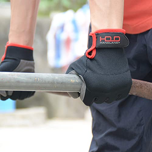 HANDLANDY Mens Work Gloves Touch Screen Synthetic Leather Utility Gloves Flexible Breathable Fit- Padded Knuckles & Palm (Extra Large Black)