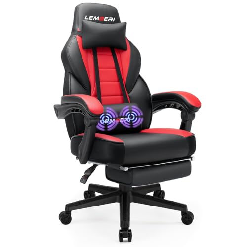 LEMBERI Video Game Chairs with footrest Gamer Chair for Adults Big and Tall Gaming Chair 400lb Capacity Racing Style Computer Gaming Chair with Headrest and Lumbar Support