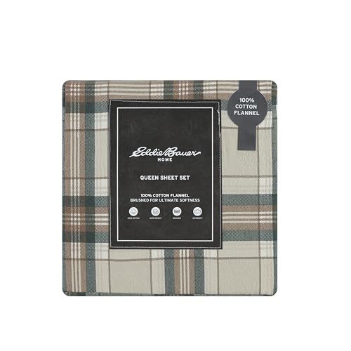 Eddie Bauer Flannel Sheets - Soft, Pre-Shrunk Queen Set